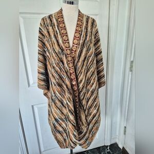 Soft Sourroundings Striped Multicolor Wrap with Embellished Trim NWT